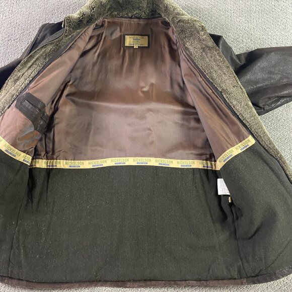 Nickelson Leather Jacket Men's Large Fits like XL Brown Double Zipper - Picture 6 of 14